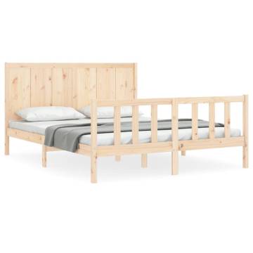 King Size Solid Wood Bed Frame with Headboard - Hipomarket