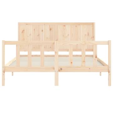 King Size Solid Wood Bed Frame with Headboard - Hipomarket