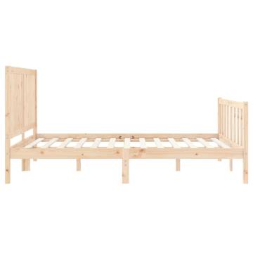 King Size Solid Wood Bed Frame with Headboard - Hipomarket