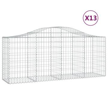 Arched Gabion Baskets - 13 pcs Galvanised Iron | Hipomarket