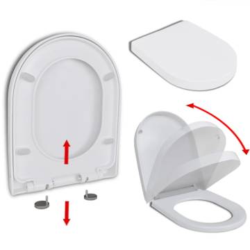 Soft-Close White Square Toilet Seat with Quick Release