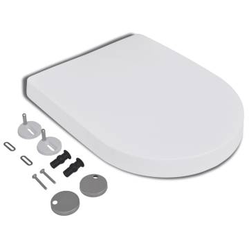 Soft-Close White Square Toilet Seat with Quick Release