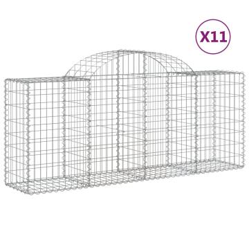 Arched Gabion Baskets 11 pcs | Galvanised Iron Garden Barriers