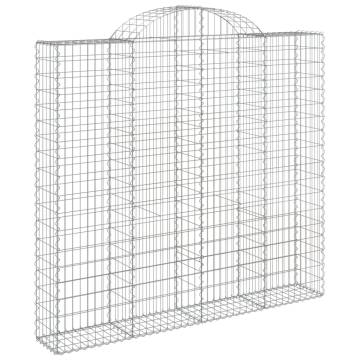 Arched Gabion Baskets - 9 pcs Galvanised Iron | Hipomarket