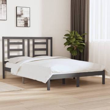 Grey Solid Wood Pine Bed Frame - 135x190 cm Double