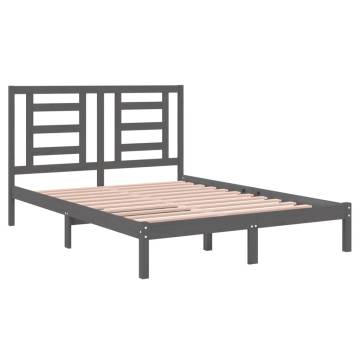 Grey Solid Wood Pine Bed Frame - 135x190 cm Double