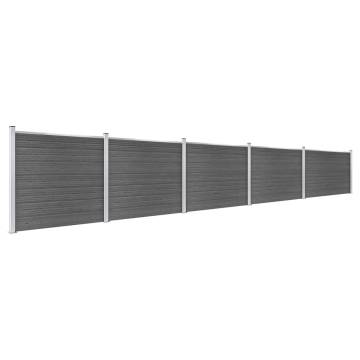 Durable Black WPC Fence Panel Set - 872x146 cm