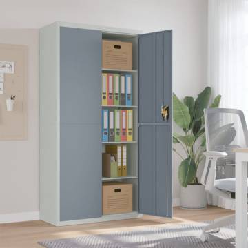 Stylish File Cabinet in Light & Dark Grey - 90x40x180 cm