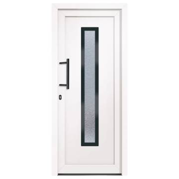 Front Door White 88x200 cm PVC - Secure & Elegant Design