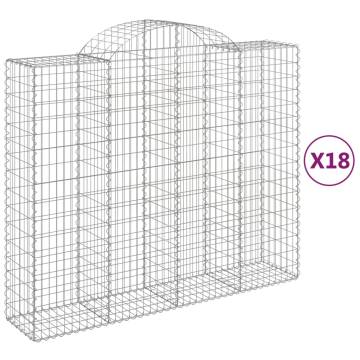 Arched Gabion Baskets - 18 pcs Galvanised Iron 200x50x160/180 cm