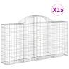 Arched Gabion Baskets - 15 pcs Galvanised Iron | Hipomarket