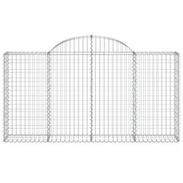 Arched Gabion Baskets - 15 pcs Galvanised Iron | Hipomarket