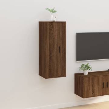 Wall Mounted TV Cabinet in Brown Oak - 40x34.5x100 cm