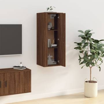 Wall Mounted TV Cabinet in Brown Oak - 40x34.5x100 cm