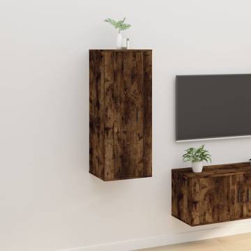 Wall Mounted TV Cabinet - Smoked Oak | 40x34.5x100 cm