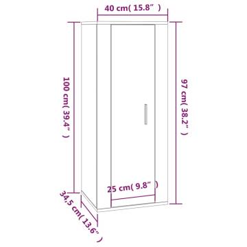 Wall Mounted TV Cabinet - Smoked Oak | 40x34.5x100 cm