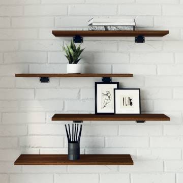 Elegant Brown Oak Wall Shelves - 4 pcs for Stylish Storage