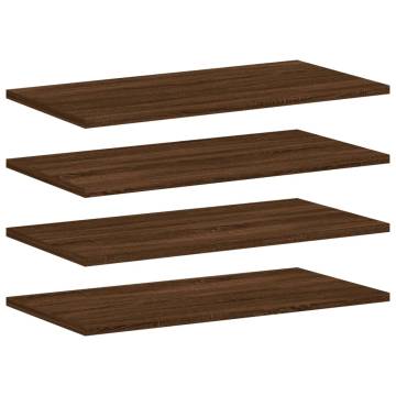 Elegant Brown Oak Wall Shelves - 4 pcs for Stylish Storage