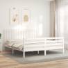 Super King Size White Bed Frame with Headboard - Solid Wood