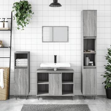 3 Piece Grey Sonoma Bathroom Furniture Set | Stylish Storage