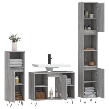 3 Piece Grey Sonoma Bathroom Furniture Set | Stylish Storage