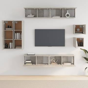 8 Piece TV Cabinet Set - Concrete Grey Engineered Wood