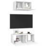 2 Piece White Engineered Wood TV Cabinet Set | HiPOMarket