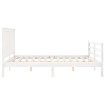 Super King Size White Bed Frame with Headboard - Solid Wood