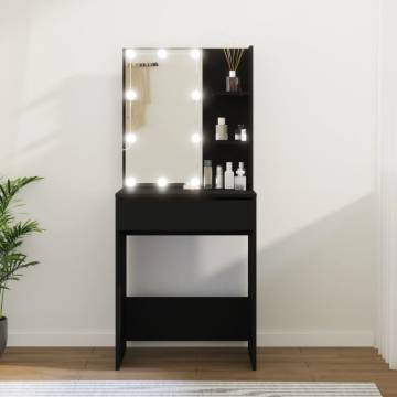 Elegant Black Dressing Table with LED - 60x40x140 cm