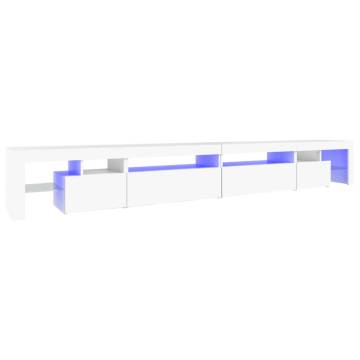 Modern TV Cabinet with LED Lights - White 290x36.5 cm