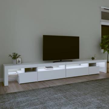 Modern TV Cabinet with LED Lights - White 290x36.5 cm