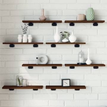 Wall Shelves 8 pcs Brown Oak | Durable Engineered Wood