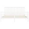 Super King Size White Bed Frame with Headboard - Solid Wood