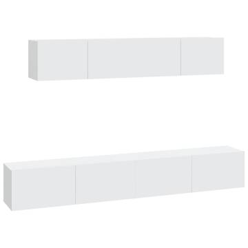 4 Piece White TV Cabinet Set - Stylish & Practical Design