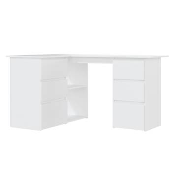 Corner Desk White 145x100 cm - Durable Engineered Wood