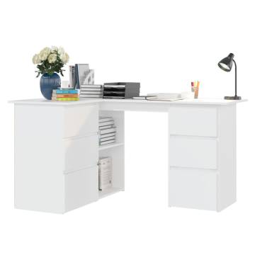 Corner Desk White 145x100 cm - Durable Engineered Wood