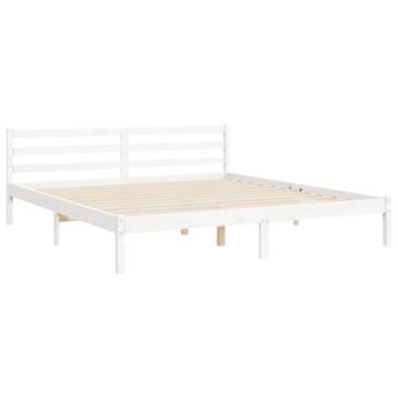 Super King Size White Bed Frame with Headboard - Solid Wood