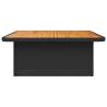 Garden Table Black 110x110 cm - Poly Rattan & Acacia Wood