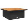 Garden Table Black 110x110 cm - Poly Rattan & Acacia Wood