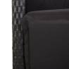 3 Piece Bistro Set with Cushions - Black Poly Rattan