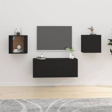 Black Wall Mounted TV Cabinets - 2 pcs | Hipomarket