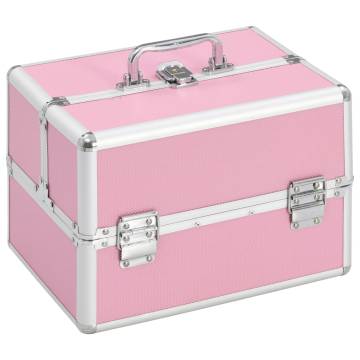 Stylish Pink Aluminium Make-up Case - 22x30x21 cm