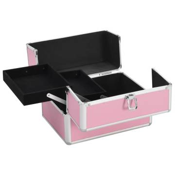 Stylish Pink Aluminium Make-up Case - 22x30x21 cm