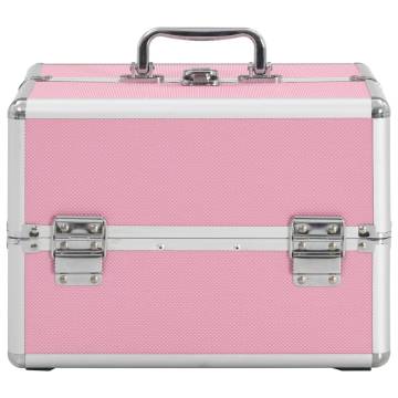 Stylish Pink Aluminium Make-up Case - 22x30x21 cm