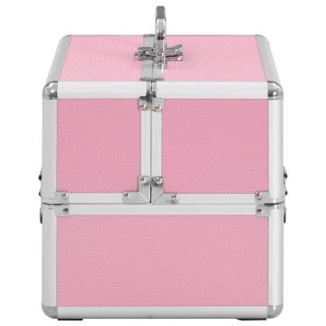 Stylish Pink Aluminium Make-up Case - 22x30x21 cm