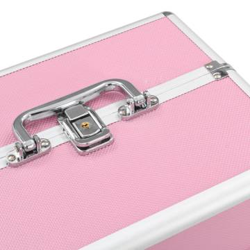 Stylish Pink Aluminium Make-up Case - 22x30x21 cm