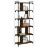 6-Tier Brown Oak Bookcase - Stylish & Practical Storage Solution