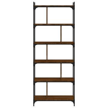 6-Tier Brown Oak Bookcase - Stylish & Practical Storage Solution