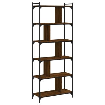 6-Tier Brown Oak Bookcase - Stylish & Practical Storage Solution