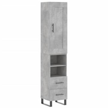 Highboard Concrete Grey 34.5x34x180 cm | Stylish Engineered Wood